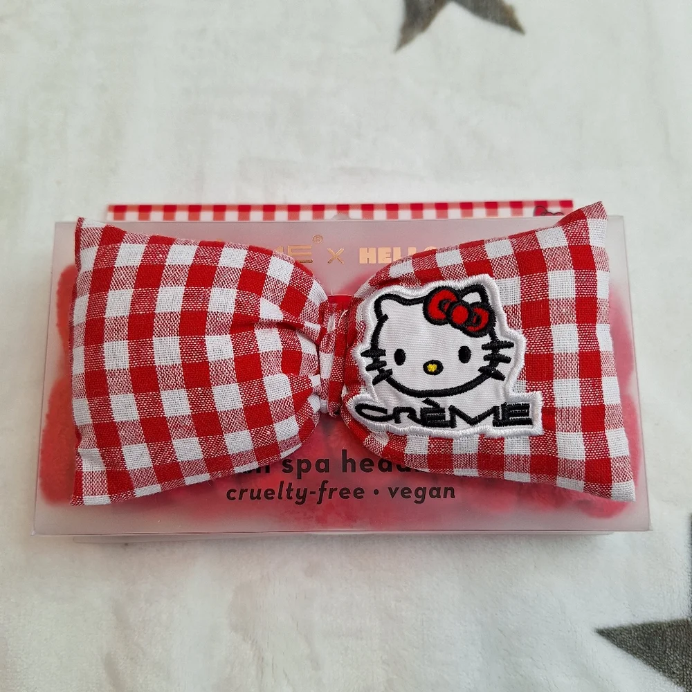 Creme Shop x Hello‎ Kitty RED GINGHAM PLUSH SPA HEADBAND *Limited Edition* - New